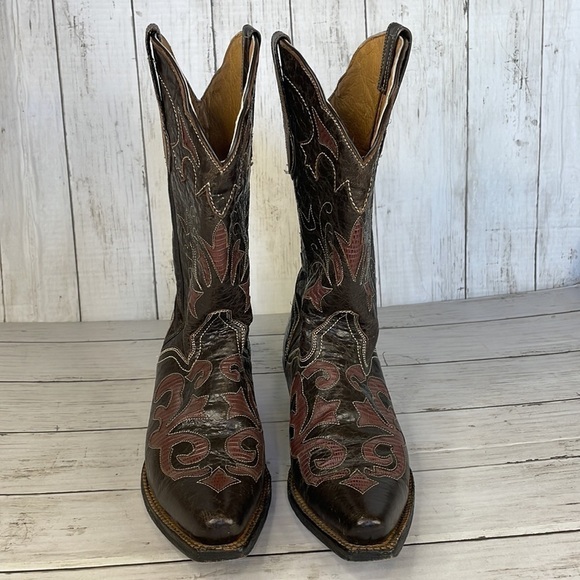 JB Dillion Brown Goatskin Embellished Snip Toe Western Boot - Picture 3 of 16